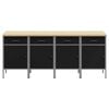 vidaXL Arbejdsskab med skuffe 4 pcs Sort og gr&aring; 200 x 55 x 85 cm