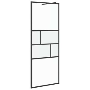 vidaXL Walk-in brusev&aelig;g Sort 80 x 195 x 0.5 cm Glas og Aluminium