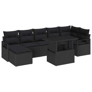 vidaXL Havesofa S&aelig;t med opbevaring 8 pcs Sort Poly rattan