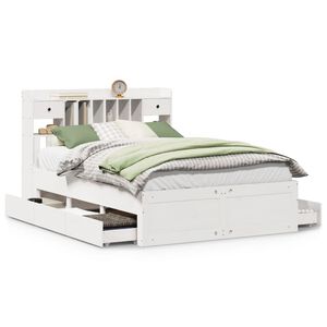 vidaXL seng med reol uden madras 160x200 cm massivt fyrretr&aelig; hvid