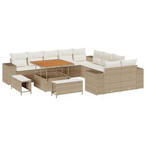 vidaXL Havesofa S&aelig;t med pude 13 pcs Beige polyrattan