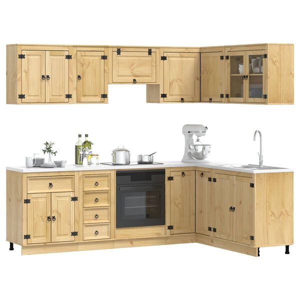 vidaXL Kabinet med skuffe SKI 10 pcs HonningBrun Massiv fyrretr&aelig;