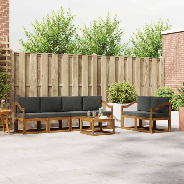 vidaXL Udend&oslash;rs sofagruppe med pude 7 pcs Naturlig og Antracit