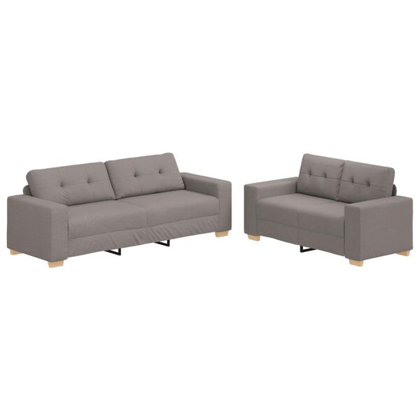 vidaXL Sofa 2 pcs Gråbrun Linned-blandet stof