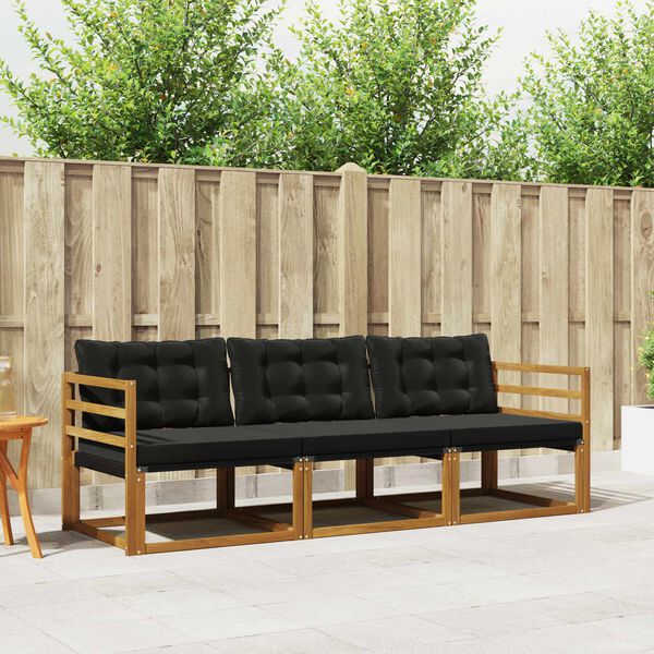 vidaXL Udend&oslash;rs sofagruppe med pude 3 pcs Naturlig og sort