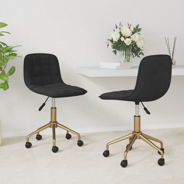 vidaXL drejelige spisebordsstole 2 stk. fl&oslash;jl sort