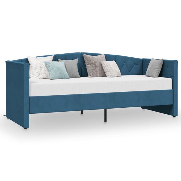 vidaXL daybed med madras og USB 90x200 cm fl&oslash;jl bl&aring;