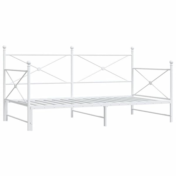 vidaXL daybed med udtr&aelig;k uden madras 100x190 cm st&aring;l hvid