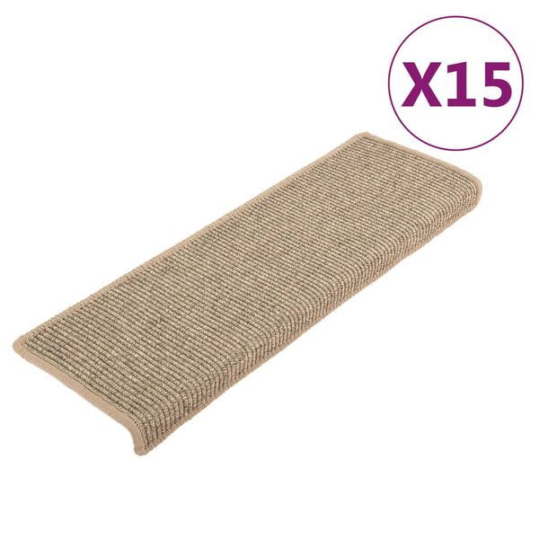 vidaXL trappem&aring;tter 15 stk. 65x21x4 cm m&oslash;rkebeige rektangul&aelig;r kant