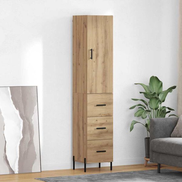 vidaXL Highboard Artisan Egetr&aelig; 34,5 x 34 x 180 cm Konstrueret tr&aelig;