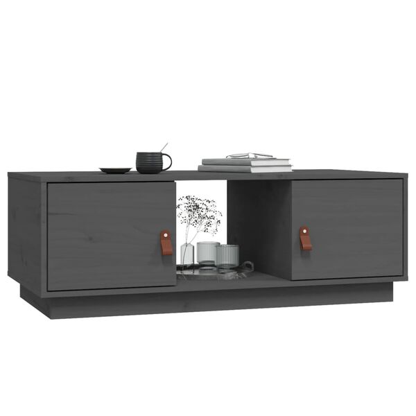 vidaXL sofabord 100x50x35 cm massivt fyrretræ grå