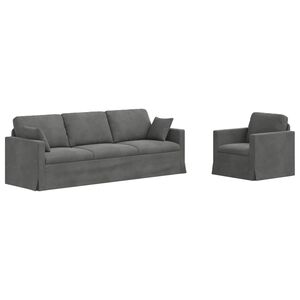 vidaXL Sofa S&aelig;t 2 stk. M&oslash;rkegr&aring; Fl&oslash;jl
