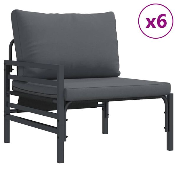 vidaXL Havesofa Sæt med pude 13 pcs Sort Stål