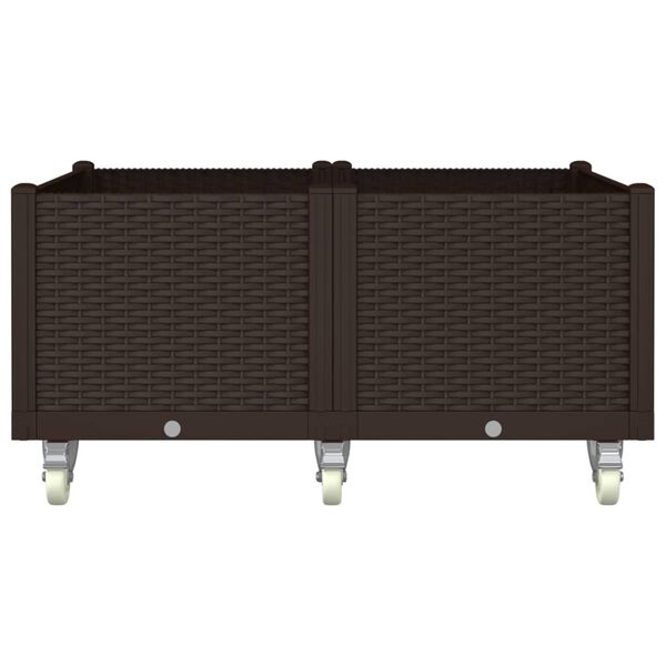 vidaXL plantekasse med hjul 100x80x54 cm PP brun
