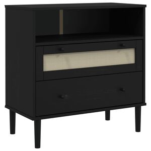 vidaXL sk&aelig;nk SENJA 80x40x80 cm rattan-look massivt fyrretr&aelig; sort