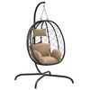 vidaXL h&aelig;ngestol med &aelig;g og hynder taupe polyrattan og st&aring;l