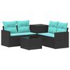 vidaXL Sofa S&aelig;t 6 stk. Sort og Bl&aring; Poly Rattan og St&aring;l