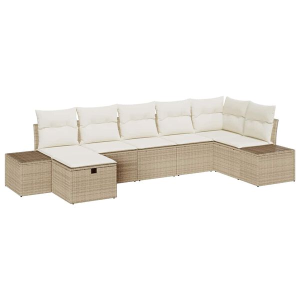 vidaXL Sofa S&aelig;t med pude 7 pcs polyrattan
