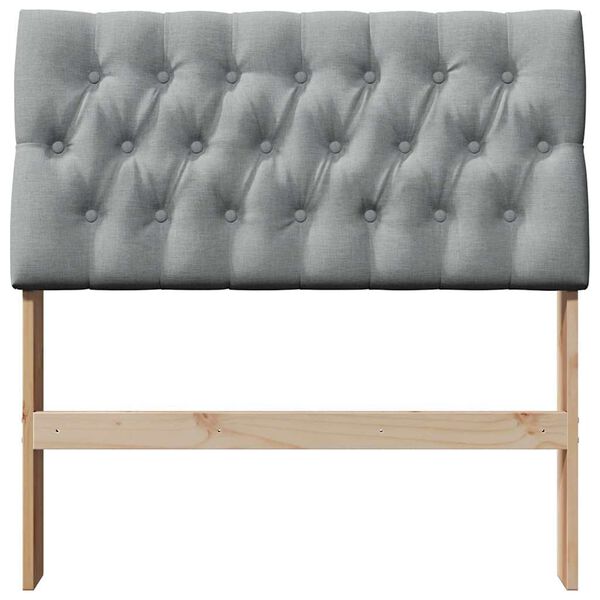 vidaXL Polstret sengegavl Lysegr&aring; 90 cm Massiv fyrretr&aelig;