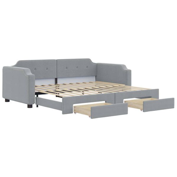 vidaXL daybed med udtr&aelig;k og skuffer 90x200 cm stof lysegr&aring;