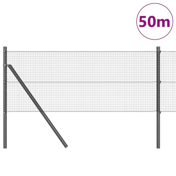 vidaXL Hegnsp&aelig;l Gr&aring; 50 x 0,8 m (16 x 16 mm mesh) St&aring;l og PVC