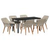 vidaXL Have Spisebordss&aelig;t med pude 7 pcs Lysegr&aring; polyrattan
