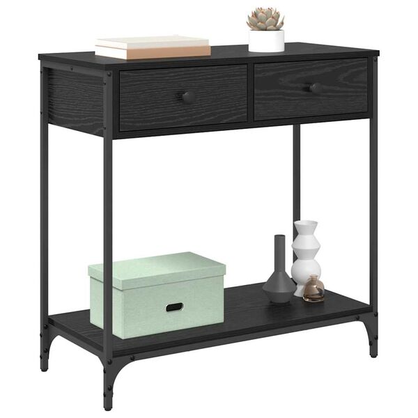 vidaXL Konsolbord med skuffe Sort eg 75 x 34,5 x 75 cm Konstrueret tr&aelig;