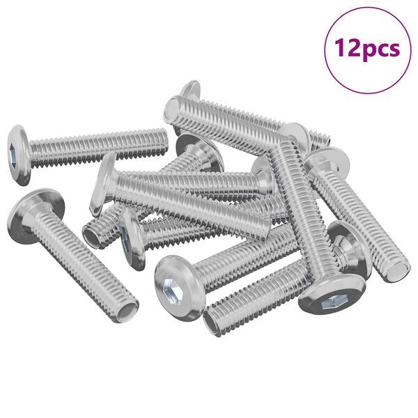vidaXL L&aring;seskrue Ensfarvet 12 pcs S&oslash;lv M6 x 30 mm St&aring;l