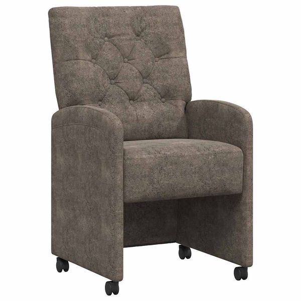 vidaXL Spisebordsstole med hjul 2 pcs M&oslash;rkegr&aring; 58 x 67 x 97 cm