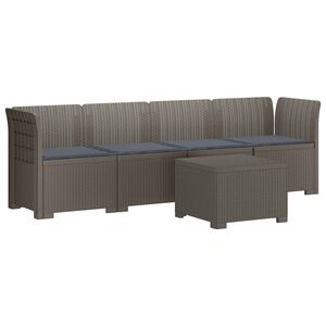 vidaXL 4-personers have-sofa med puder i rattan-look PP Lysegr&aring;