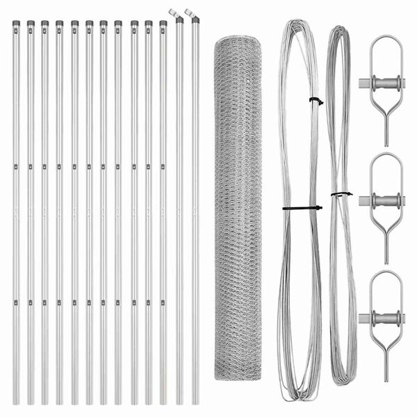 vidaXL Hegnspæl Sølv 25 x 1,2 m (13 mm net) Stål