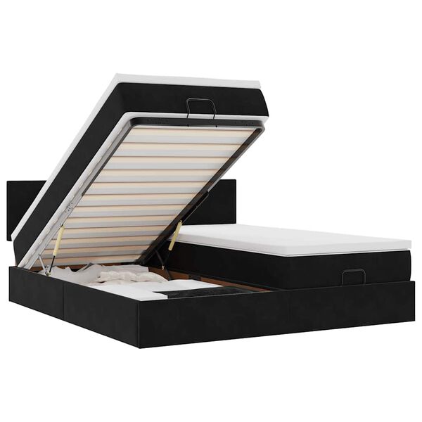 vidaXL osmannisk sengeramme med madrasser 200x200 cm fl&oslash;jl sort