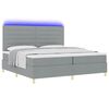 vidaXL LED Box Spring Bed med madras Lysegr&aring; 200 x 200 cm Stof