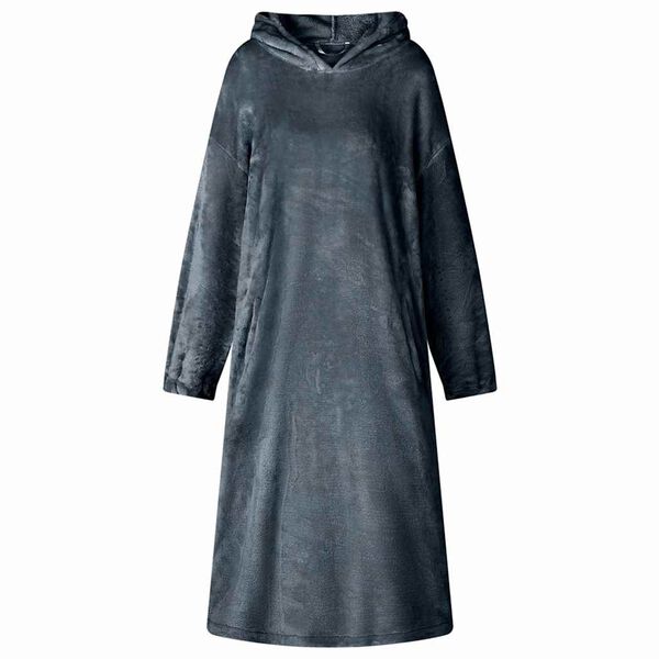 vidaXL T&aelig;ppe-hoodie M&oslash;rkebl&aring; l Flannel