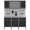 vidaXL Arbejdsskab med skuffe med hylde 7 pcs Sort Ingeni&oslash;rtr&aelig; og st&aring;l