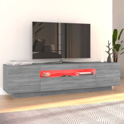 vidaXL tv-bord med LED-lys 160x35x40 cm grå sonoma-eg