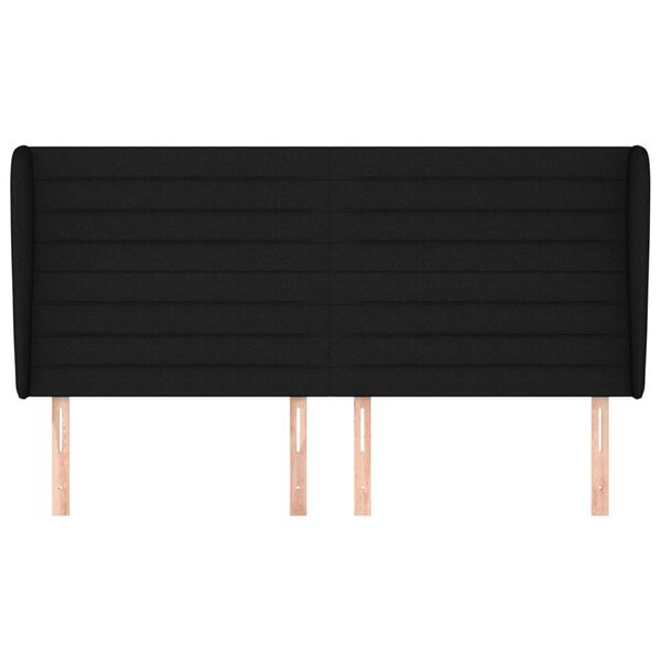 vidaXL sengegavl med kanter 203x23x118/128 cm stof sort