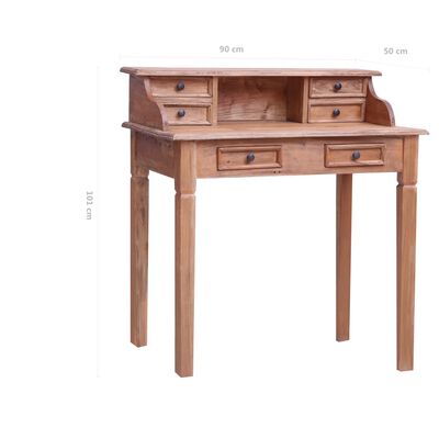 vidaXL skrivebord med skuffer 90x50x101 cm massivt genbrugstræ