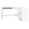 vidaXL L-formet skrivebord 120x140x75 cm konstrueret tr&aelig; hvid h&oslash;jglans