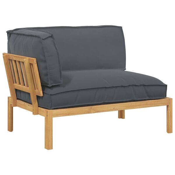 vidaXL Sofa S&aelig;t med pude Antracit 131,5 x 92 x 69 cm Massivt Akacietr&aelig;