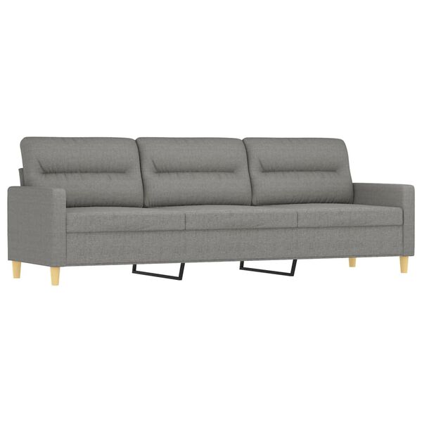 vidaXL 3-personers sofa med fodskammel 210 cm stof M&oslash;rkegr&aring;