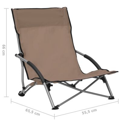 vidaXL foldbare strandstole 2 stk. stof gråbrun