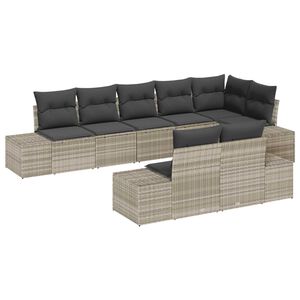 vidaXL Havesofa S&aelig;t med pude 8 pcs Lysegr&aring; polyrattan