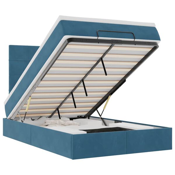 vidaXL osmannisk sengeramme med madrasser 120x190 cm fl&oslash;jl m&oslash;rkebl&aring;