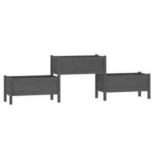 vidaXL plantekasse 245,5x44x75 cm massivt fyrretr&aelig; gr&aring;