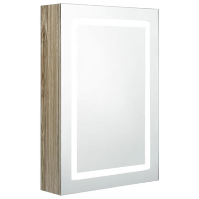 vidaXL badeværelsesskab med spejl + LED-lys 50x13x70 cm
