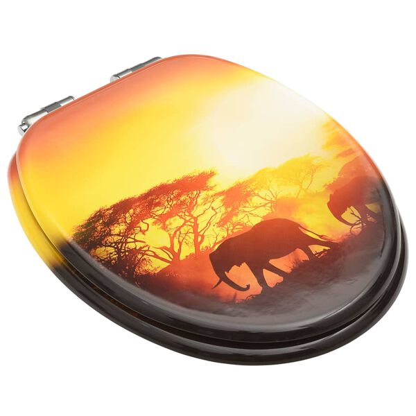 vidaXL toiletsæde med soft close-låg MDF savannedesign