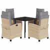 vidaXL spisebordss&aelig;t til haven 5 dele med hynder polyrattan beige