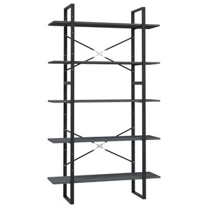 vidaXL bogreol med 5 hylder 100x30x175 cm massivt fyrretr&aelig; gr&aring;