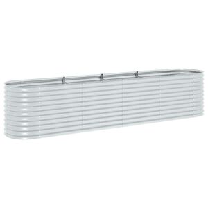 vidaXL forh&oslash;jet plantekasse 400x80x81 cm galvaniseret st&aring;l s&oslash;lvfarvet